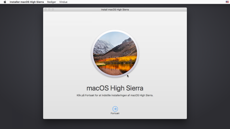 macOS High Sierra skærmbillede på dansk