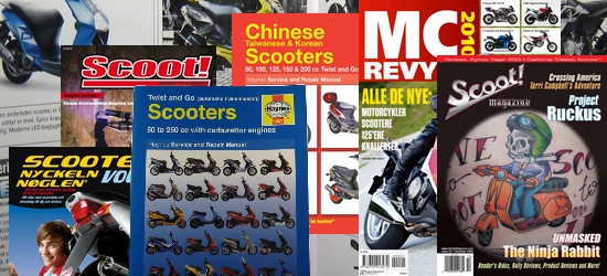 diverse scooter bøger og blade