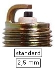 standard tændrør med 2,5 mm centerelektrode spids