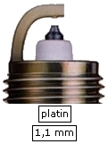 platin tændrør med 1,1 mm centerelektrode spids