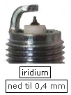 iridium tændrør med 0,4 mm centerelektrode spids