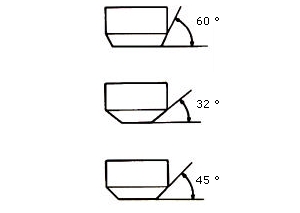 ventilslibere i forskellige vinkler 60 32 45 grader tegning